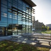 Campus buildings in the sun