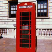 Photo of a red British telephone box